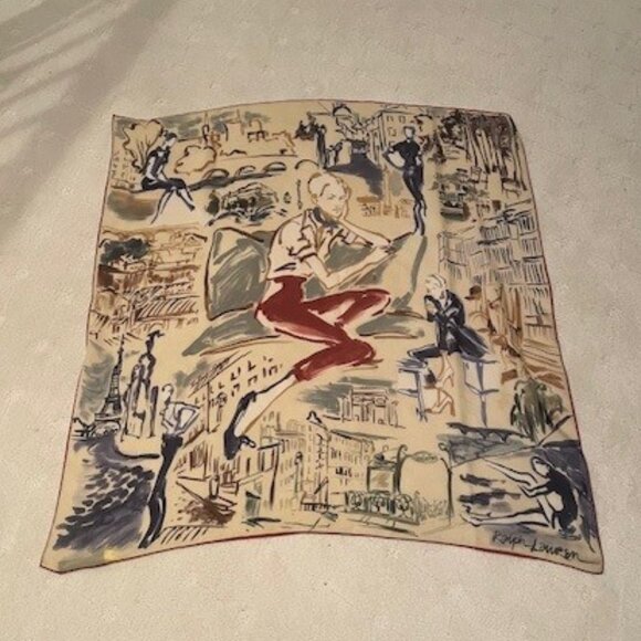 RALPH LAUREN Silk Scarf Woman in PARIS print with original  box – 36 inch - Picture 3 of 12